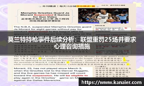莫兰特持枪事件后续分析：联盟重罚25场并要求心理咨询措施