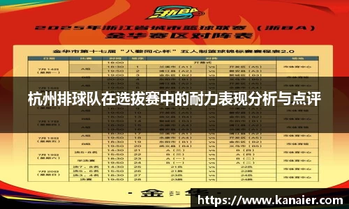 杭州排球队在选拔赛中的耐力表现分析与点评